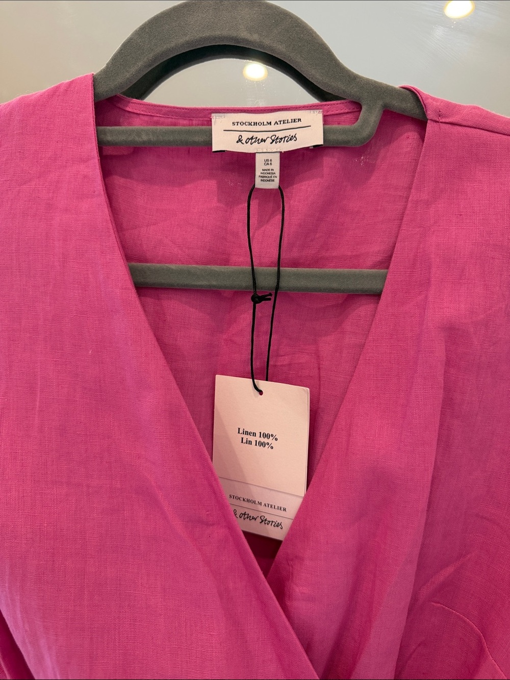 & Other Stories Fuchsia Wrap Mini Dress - Picture 2 of 3